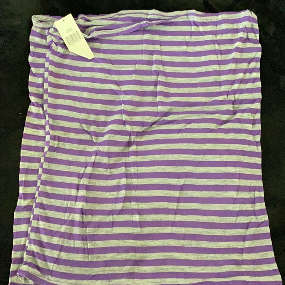 Purple and gray infinity striped scarf.